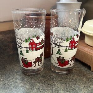 Libbey “Winter Village" drinking glasses (2)